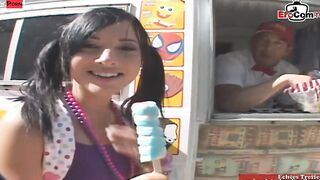 Small titted teenagers cunt with mouth in rollerblades pick up for car