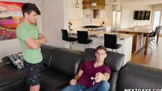Andy enjoys licking and sucking Michael's big cock