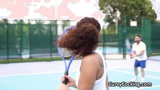 After practice cock for curly ebony beauty