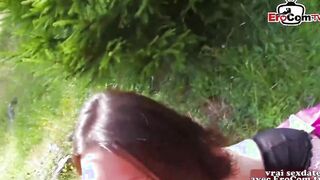 French dark hair petite barely legal at public amateur sex with anal