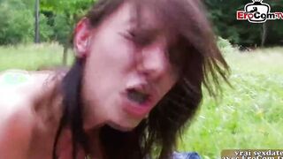 French dark hair petite barely legal at public amateur sex with anal