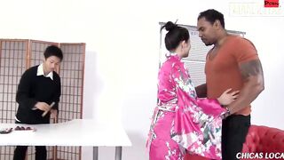 MAMACITAZ - Long Tit Japanese Miyuki Son Squirts Hard On Long Black Dick