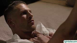 Busty blonde transsexual analed in bed