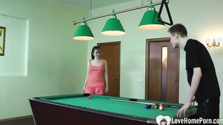 Beauty loses at pool and takes a cock