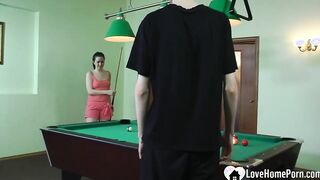 Beauty loses at pool and takes a cock