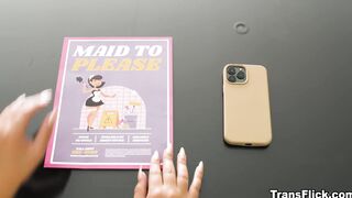 TS Ember Fiera cum on her new maid Spencer Bradley