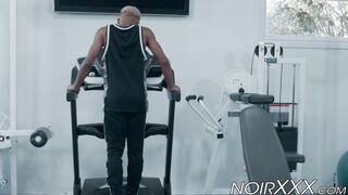 Black jock got his ass rimmed and ass fucked in the gym