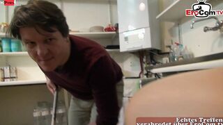 Sensual German Milf into Tights fucks the cleaning Bro at Work