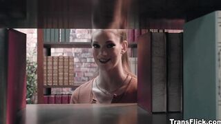 Two women hot fuck sesh in the library
