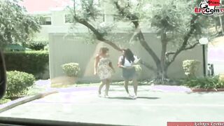 two dark haired Women with piercing pick up for a three way