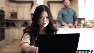 Pocket rocket Asian teen's 1st threesome!