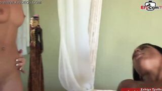 Slim girls with tiny hooters into a ffm anal three way
