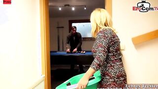 Chubby german 19 year mature housewife with gigantic tits banged! at home
