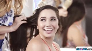 Hairdresser seduces her long boobed latin customer and getting rimmed