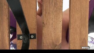 Hot Big-tit Blonde hoe fucks wet barely legal snatch with sex toys outside