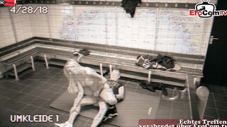 Personal Coach fucks his petite Cougar client into the locker room