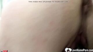 Nerdy red head takes it inside the doggy position