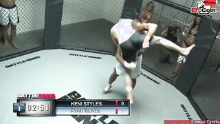 Blonde hoe with natural breasts fucks the boxing champ