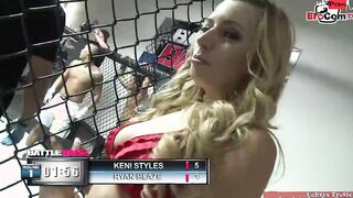 Blonde hoe with natural breasts fucks the boxing champ