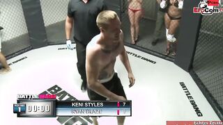 Blonde hoe with natural breasts fucks the boxing champ