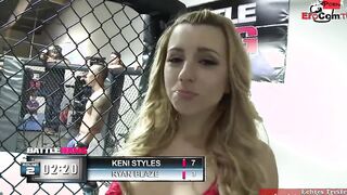 Blonde hoe with natural breasts fucks the boxing champ