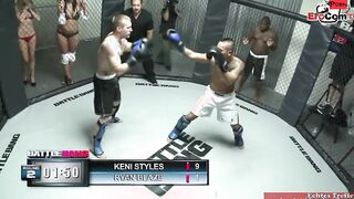 Blonde hoe with natural breasts fucks the boxing champ