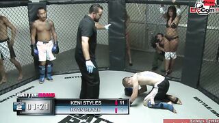 Blonde hoe with natural breasts fucks the boxing champ