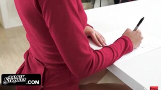 FamilyStrokes - Horny 19 Yo Grind Her Juicy Vagina While Her Stepdad Into Santa Suit Pounds Her Stepmom