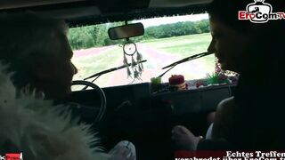 German Milf pick up from older pervert man inside outside