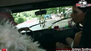 German Milf pick up from older pervert man inside outside
