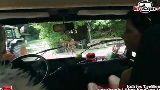 German Milf pick up from older pervert man inside outside