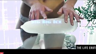 Skinny 18 yo stretches her pussy with a gigantic dildo made