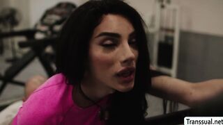 Pervert Bald anal sex with TS gym buddy
