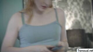 Busty Shemale cheats on her boyfriend in valentines day