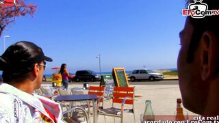 Spanish Amateurs fucking into a erotic outside foursome at the Beach