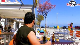 Spanish Amateurs fucking into a erotic outside foursome at the Beach