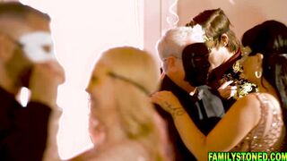 Masquerade party turns into a wild orgasmic group orgy
