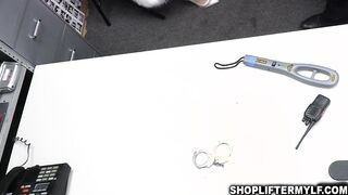 Officer whips out his cock and makes Kessie Shy suck it