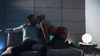 Brunette babe loving a doggystyle fuck
