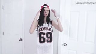 Convinced lesbo hoe to suck my dick. Thin whore boned