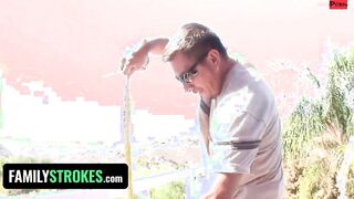 Family Strokes - Perv Stepdad Showers His goddess Step Daughter In