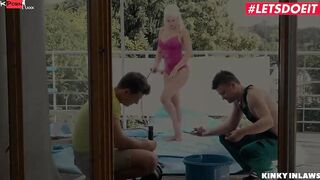 KINKYINLAWS - Huge Jugs Step Cougar Blanche Bradburry Secret three Way With Step Son - LETSDOEIT