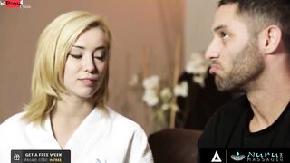 NURUMASSAGE Haley Reed Offers Him A Slidy Soapy Dripping Massage With Her Tight Pussy