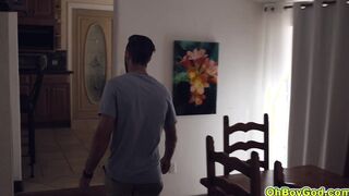 Stepson blow his cum to his stepmom and friends face