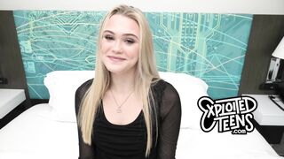 This adorable blonde haired 18 yr old sucks cock POV style