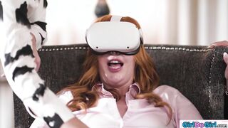 Busty redhead gets vr toying experience