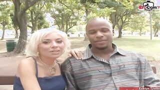 Blonde ex-ex-wife with long melons likes the white penis more than the ebony