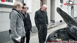 MMF Three-Way with double penetration for the slender blonde Bimbo with tattoos