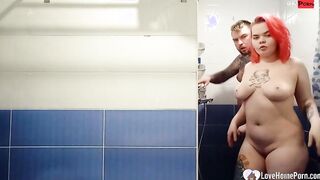 Beauty toilet sex with a thick angel