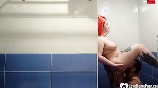 Beauty toilet sex with a thick angel